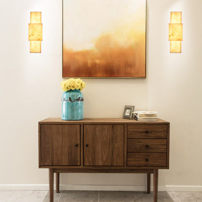 Minimalist Rectangular Metal Marble LED Wall Sconce Lamp
