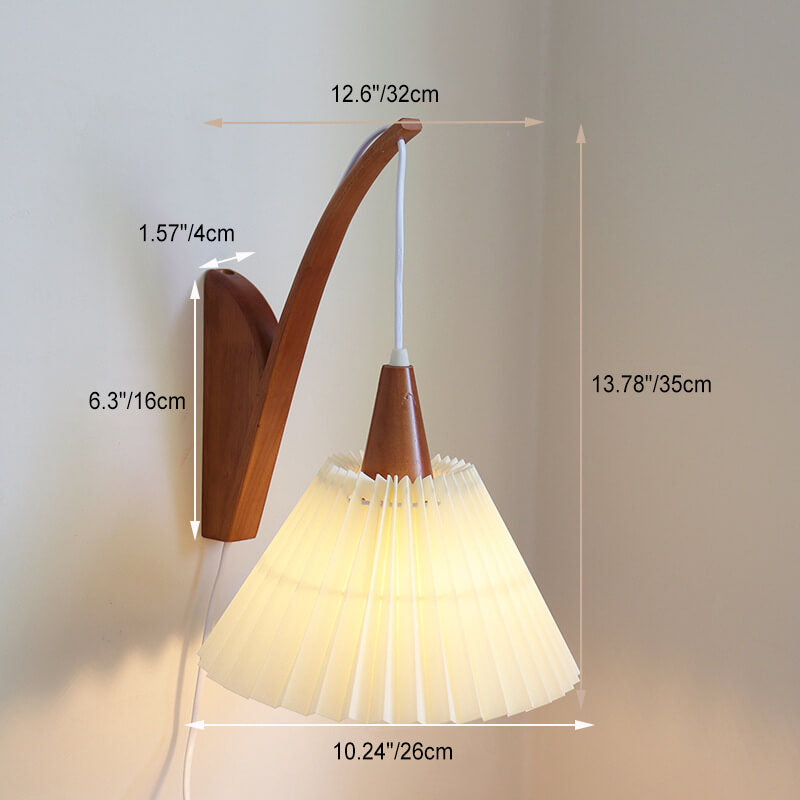 Japanese Fabric Umbrella Shade 1-Light Wall Sconce Lamp