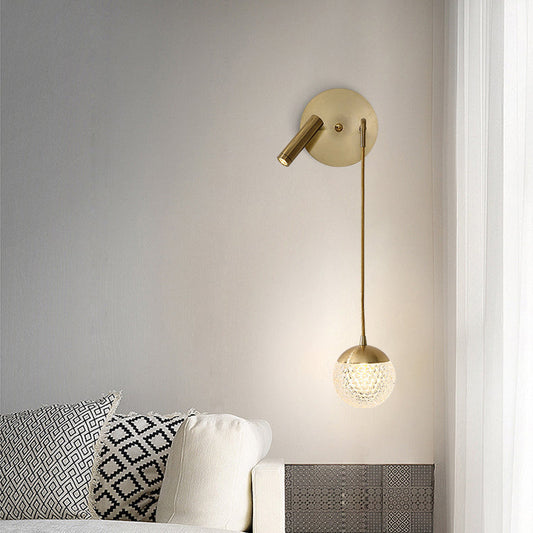 Iron Acrylic Ball Pendant 1-Light LED Wall Sconce Lamp