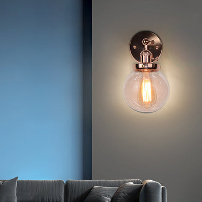 Modern Minimalist Iron Glass Orb 1-Light Wall Sconce Lamp
