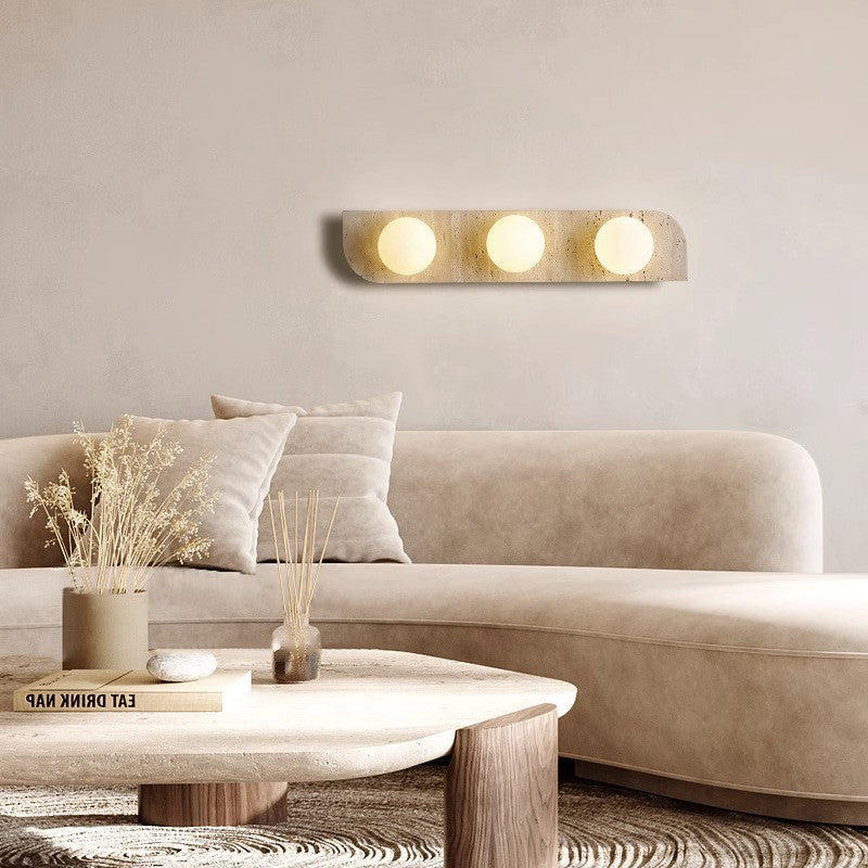 Rectangular Stone Glass 1/2/3 Light Wall Sconce Lamp