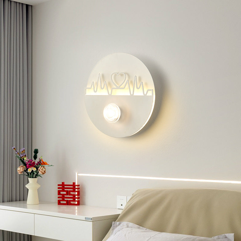 Cream Round Love Wave Iron Acrylic LED Wall Sconce Lamp