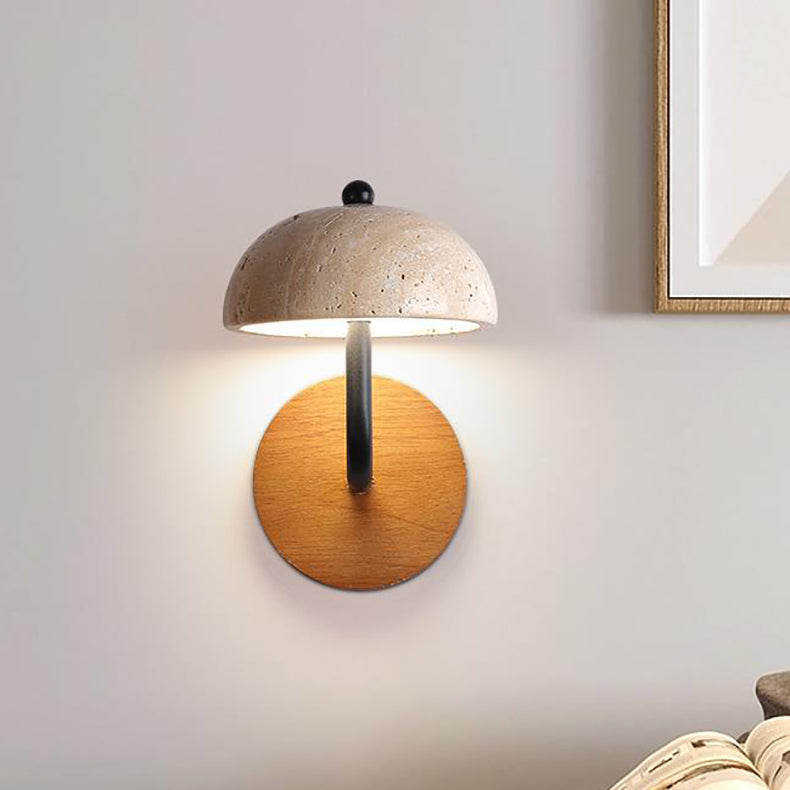 Japanese Iron Wood Umbrella Mushroom LED Wall Sconce Lamp