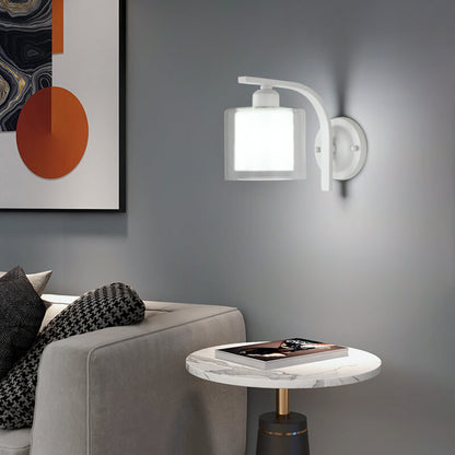 Deco Cylinder Cup Glass Metal 1-Light Wall Sconce Lamp