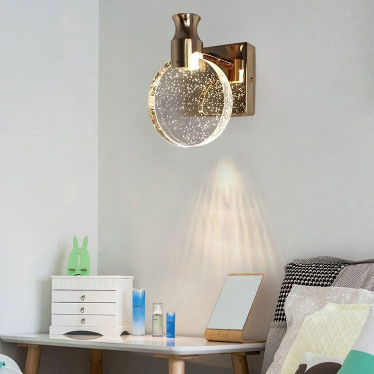 Scandinavian Crystal Round LED Wall Sconce Lamp