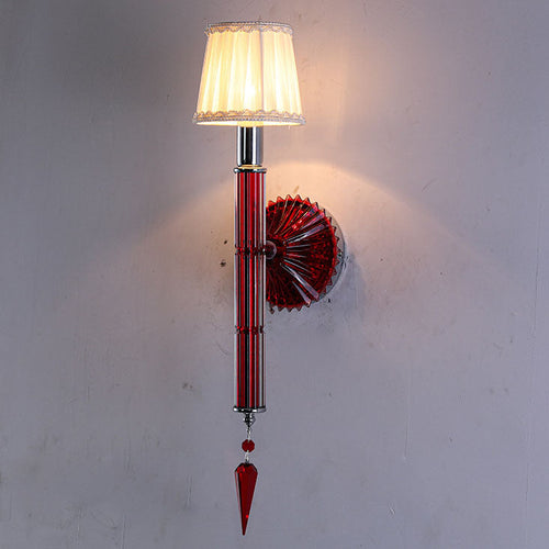 European Light Crystal Fabric 1-Light Wall Sconce Lamp