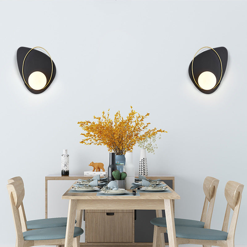 Deco Geometric Iron Round Shade 1-Light Wall Sconce Lamp