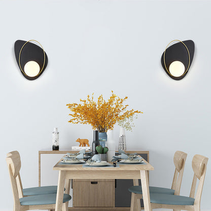 Deco Geometric Iron Round Shade 1-Light Wall Sconce Lamp