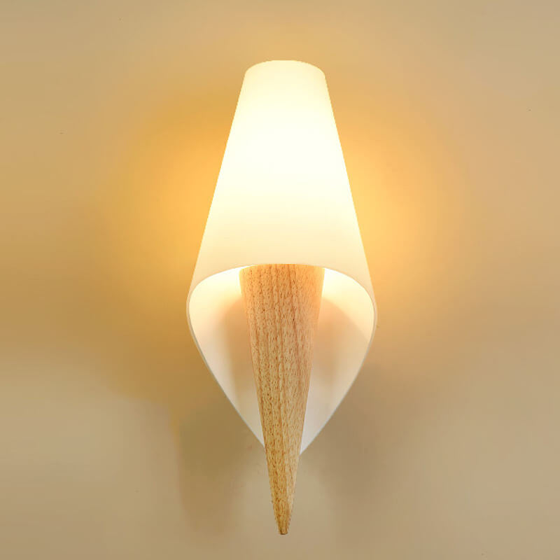 Wide Flare White Glass Shade 1-Light Wall Sconce Lamp