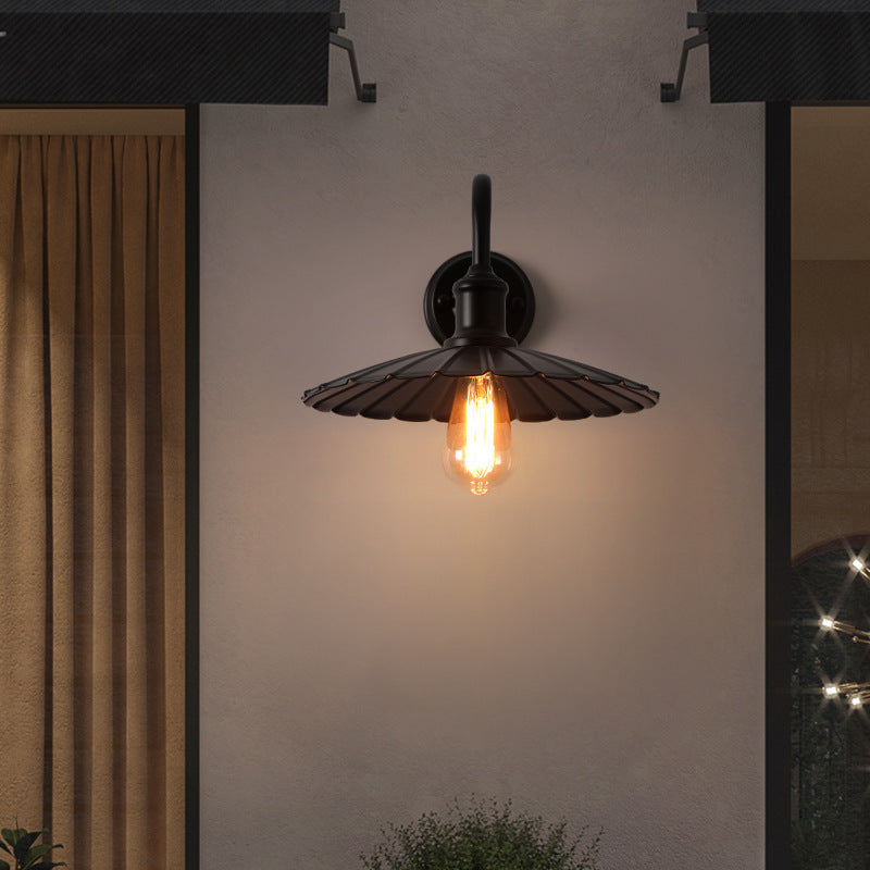 Waterproof Pleated Petal Iron 1-Light Wall Sconce Lamp