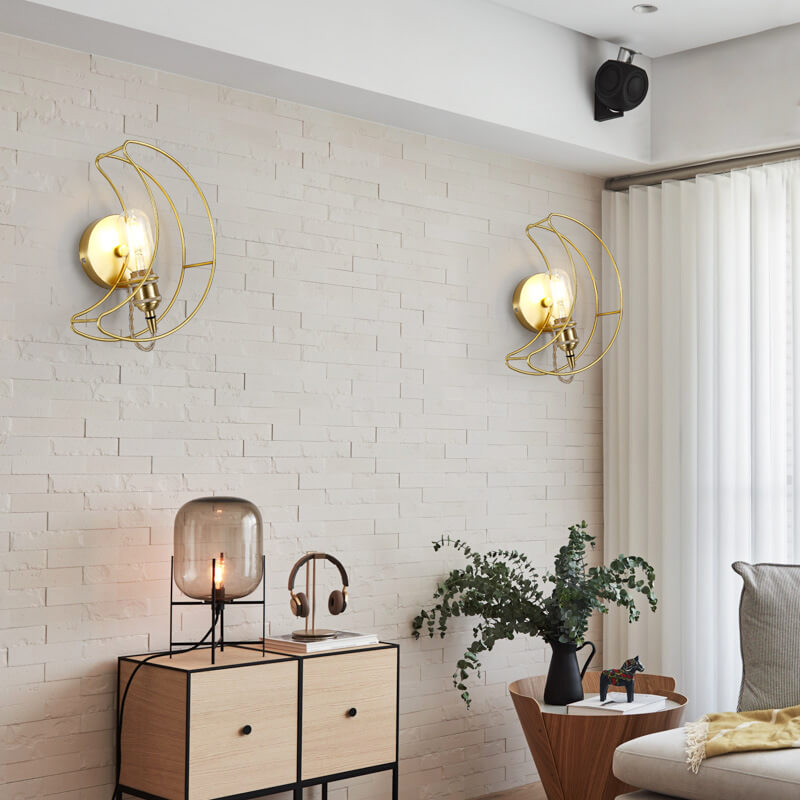 Modern Mid-Century Moon Copper 1-Light Wall Sconce Lamp
