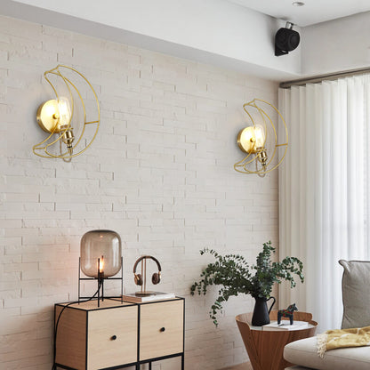Modern Mid-Century Moon Copper 1-Light Wall Sconce Lamp