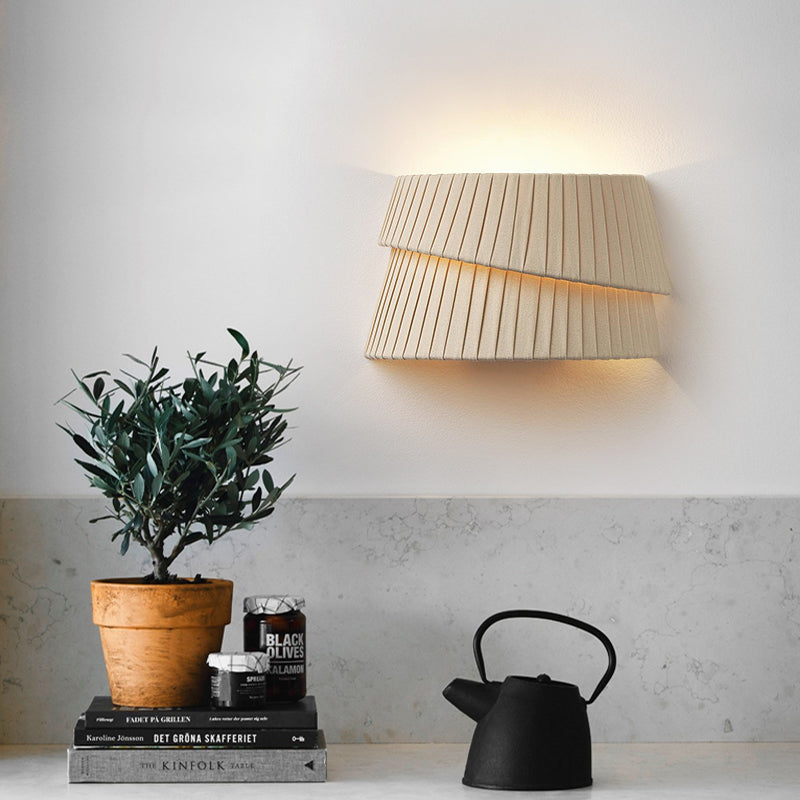 French Half Circle Woven Fabric 1-Light Wall Sconce Lamp