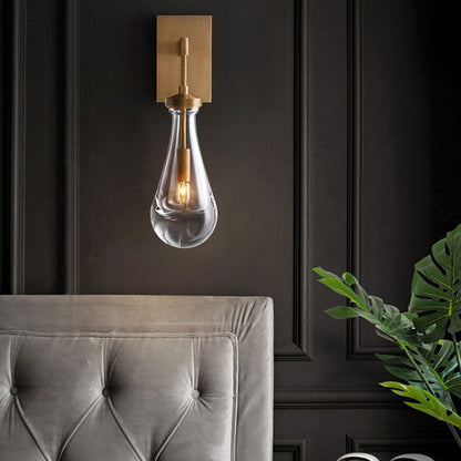 Teardrop Full Copper Crystal 1-Light Wall Sconce Lamp