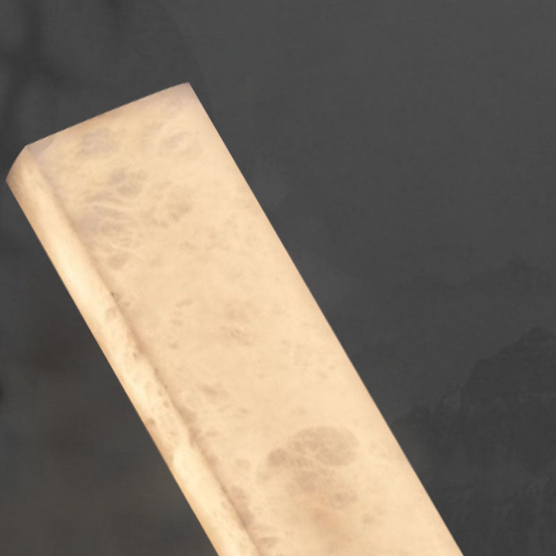 Chinese Marble All-Copper Rectangular LED Wall Sconce Lamp