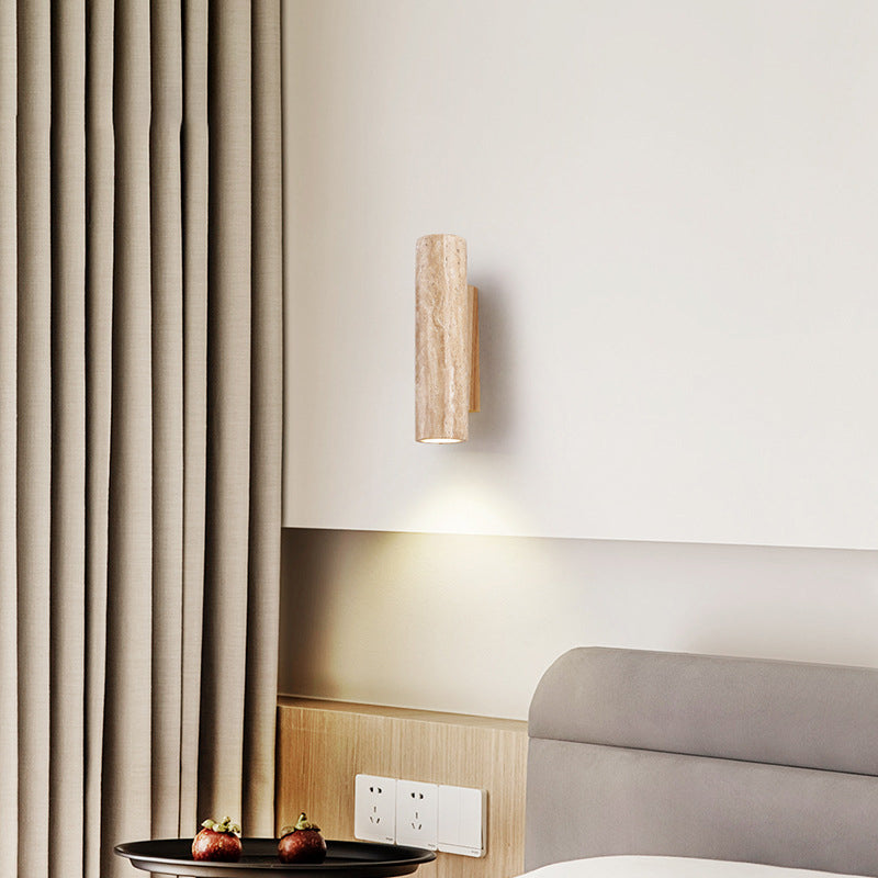 Japanese Wood Cubic Cylinder 1-Light Wall Sconce Lamp