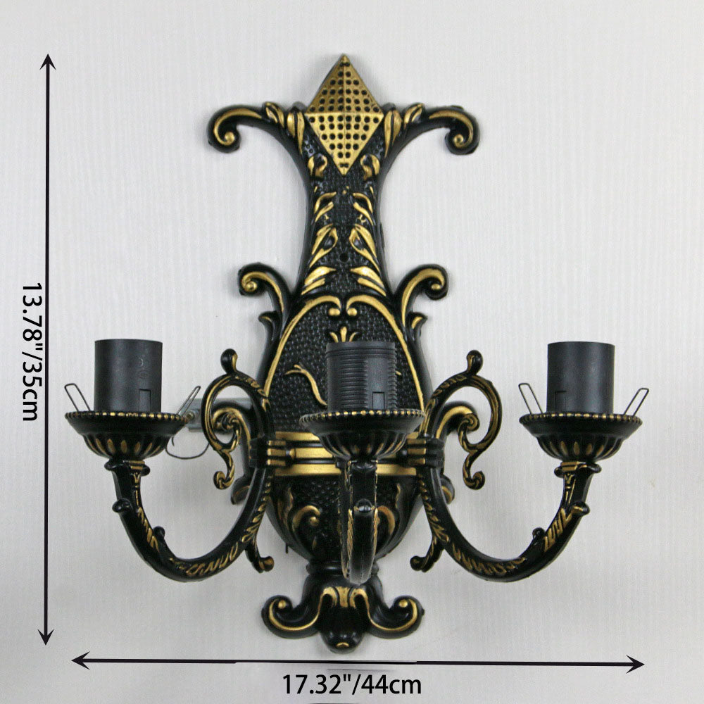 Tiffany Half Round Iron Glass 3-Light Wall Sconce Lamp