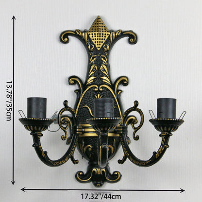Tiffany Half Round Iron Glass 3-Light Wall Sconce Lamp
