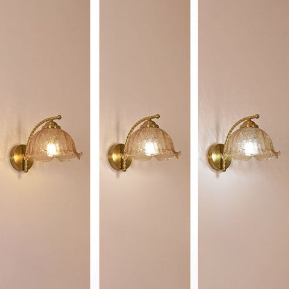 French Floral Hardware Glass 1-Light Wall Sconce Lamp