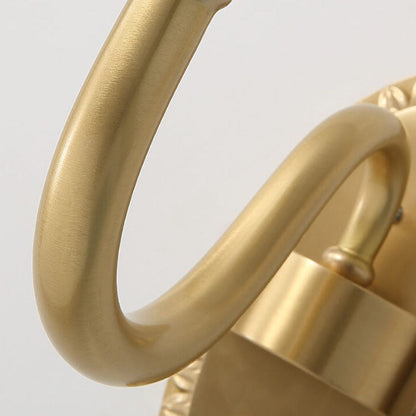 Floral Glass Brass Curved Arm 1/2 Light Wall Sconce Lamp