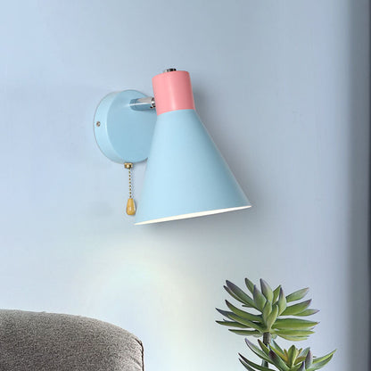 Iron Blue Cone Shade 1-Light Reading Wall Sconce Lamp