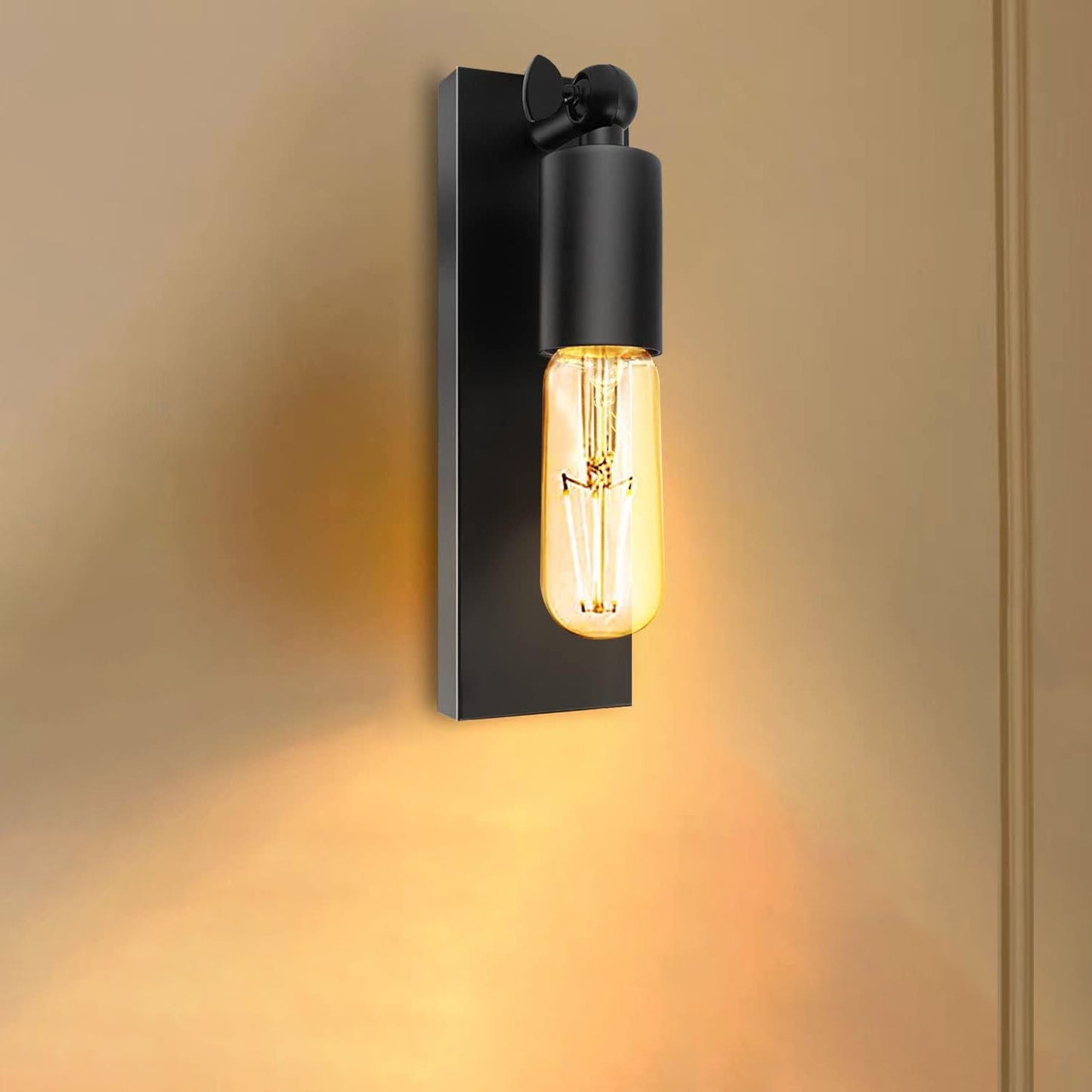 Iron Finish Frame Glass Round 1-Light Wall Sconce Lamp
