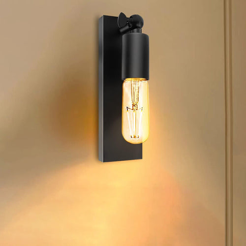Iron Finish Frame Glass Round 1-Light Wall Sconce Lamp