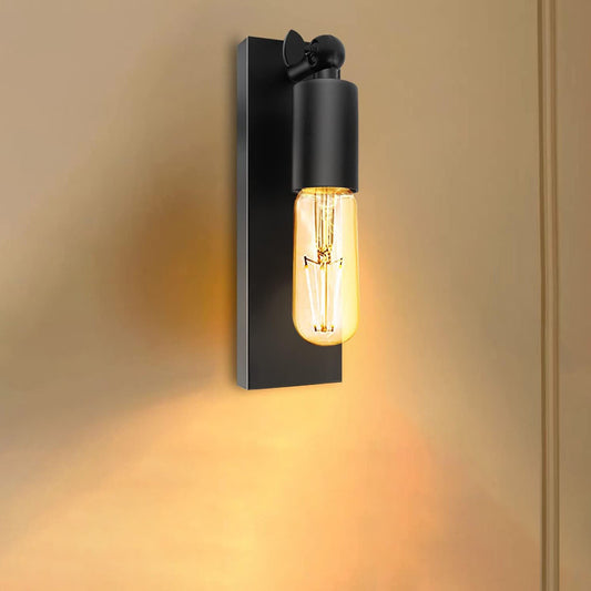 Iron Finish Frame Glass Round 1-Light Wall Sconce Lamp