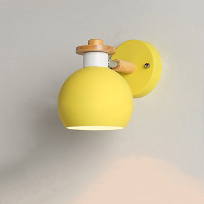 Dome Iron Solid Wood Macaroon 1-Light Wall Sconce Lamp