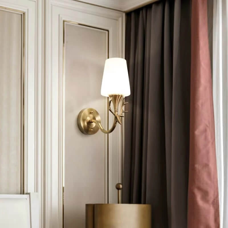 Full Exquisite Deer Head Design 1/2-Light Wall Sconce Lamp