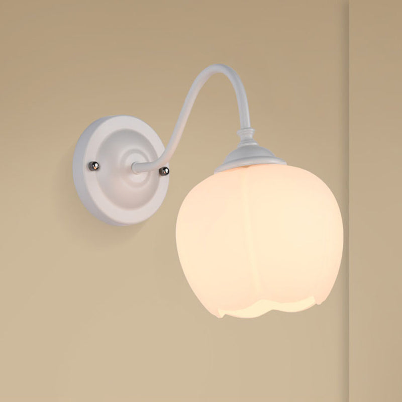Minimalist Floral Iron Glass 1-Light Wall Sconce Lamp