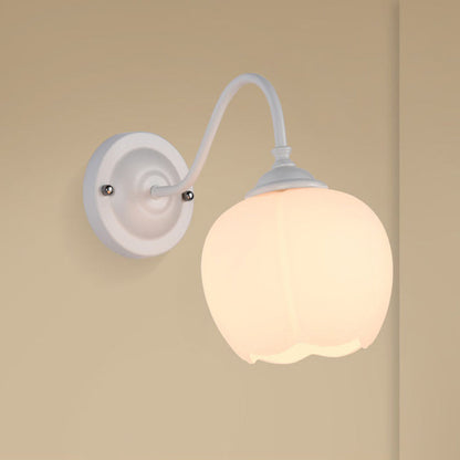 Minimalist Floral Iron Glass 1-Light Wall Sconce Lamp
