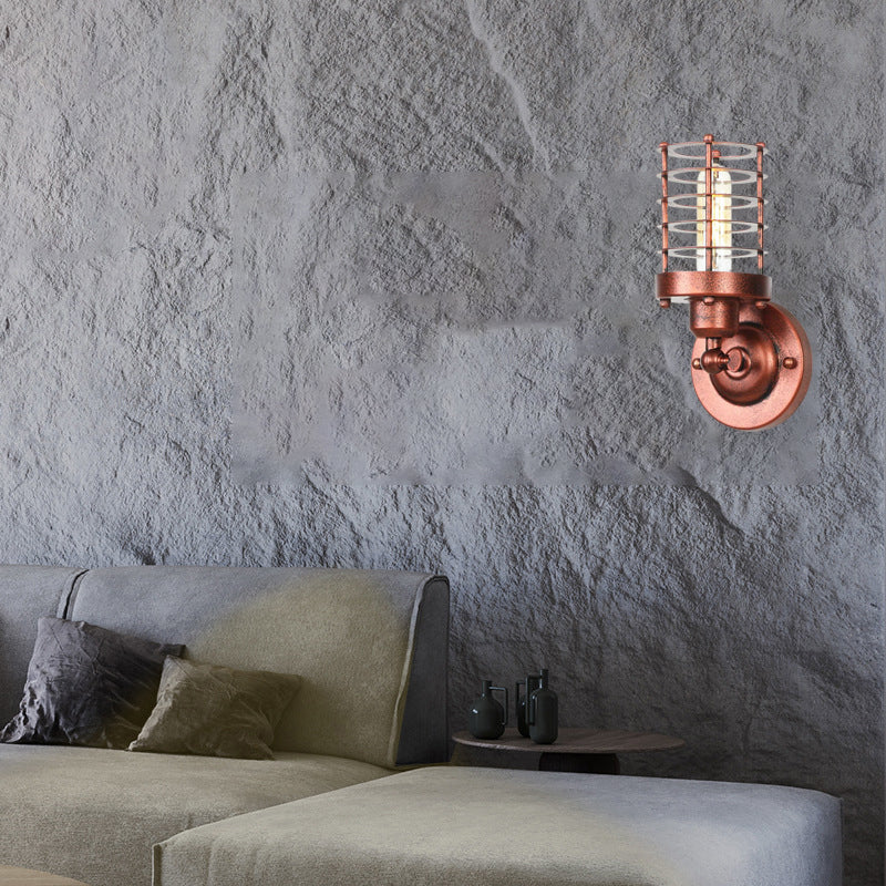 Industrial Cylinder Iron 1-Light Wall Sconce Lamp