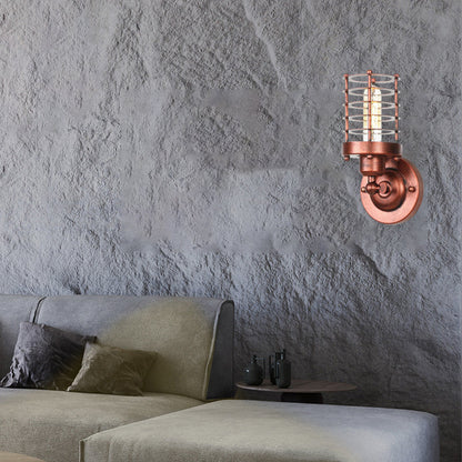 Industrial Cylinder Iron 1-Light Wall Sconce Lamp