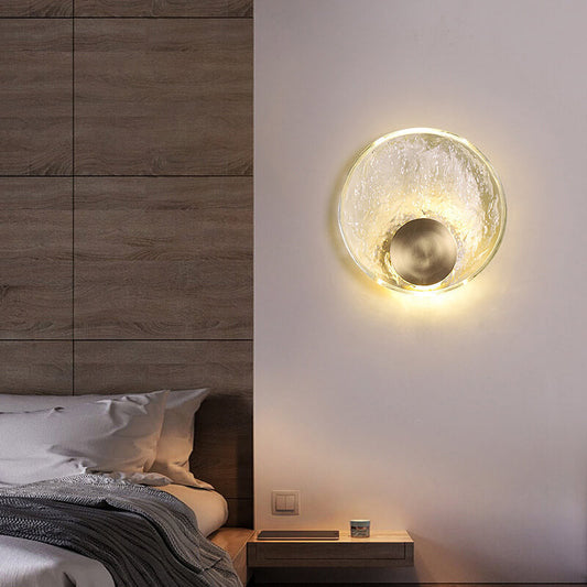 Modern Luxury Round Glass Copper LED Wall Sconce Lamp