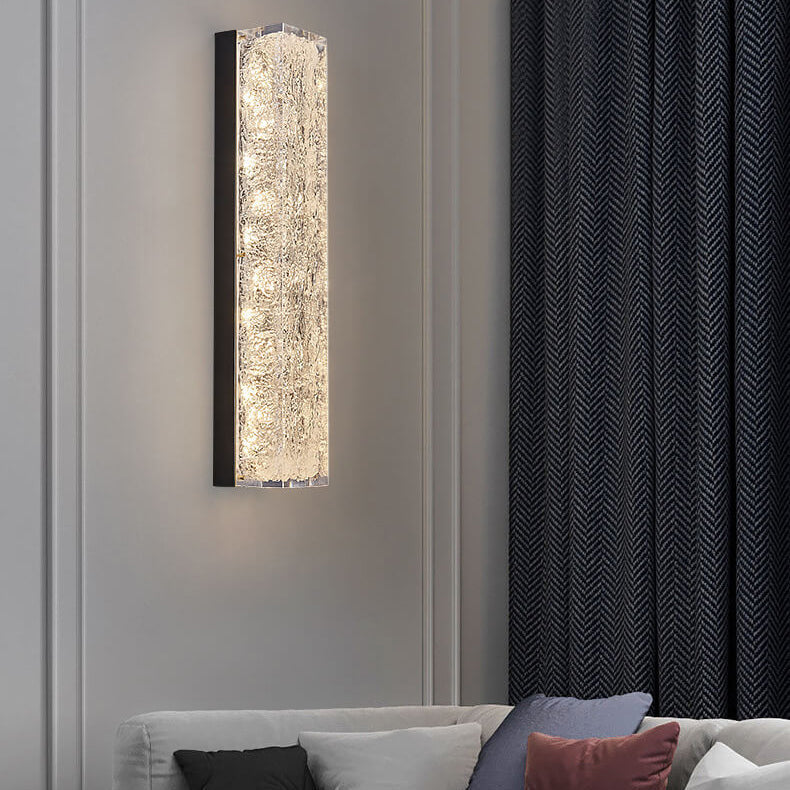 Luxury Brass Clear Resin Rectangular LED Wall Sconce Lamp