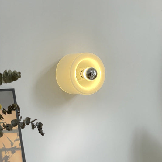 Mid-Century Round Iron Glass 1-Light Wall Sconce Lamp