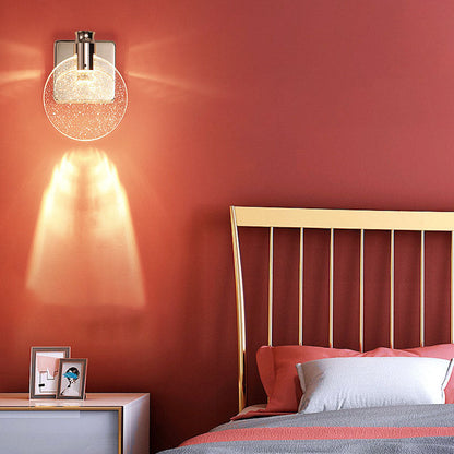 Round Square Base Aluminum Crystal LED Wall Sconce Lamp