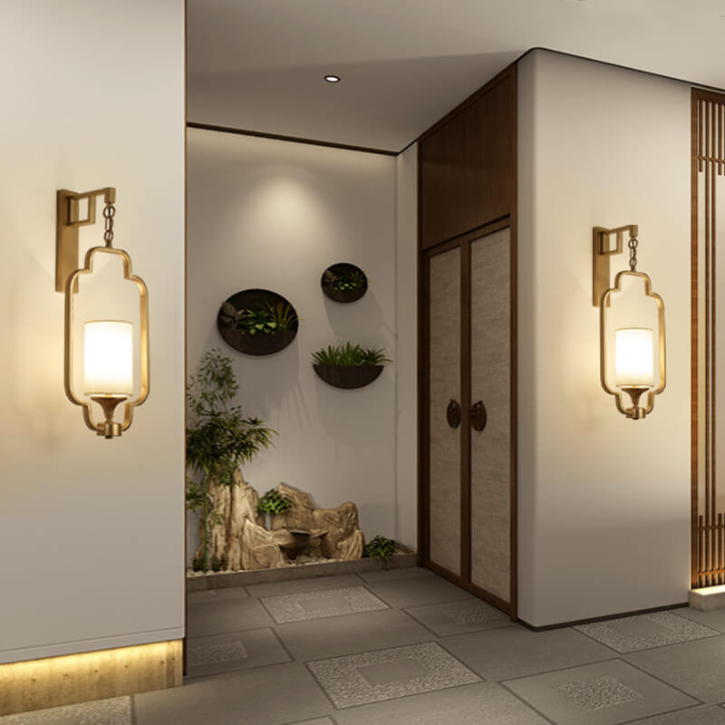 Classical Iron Frame Square Round 1-Light Wall Sconce Lamp