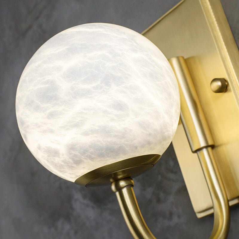 Chinese Marble Spherical Shade 1-Light Wall Sconce Lamp