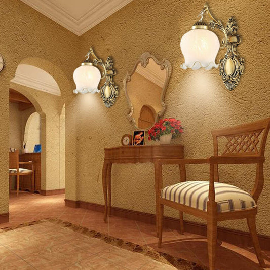 Light Full Copper Flower Shade 1/2- Light Wall Sconce Lamp