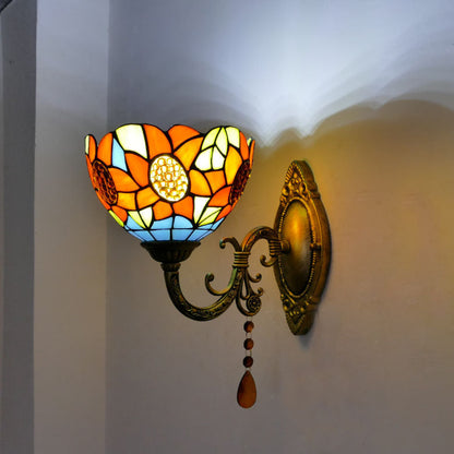 Tiffany Iron Stained Glass 1-Light Wall Sconce Lamp