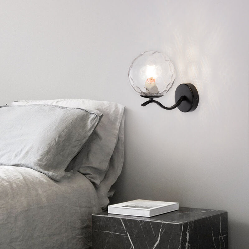Iron Spherical Glass Lampshade 1-Light Wall Sconce Lamp