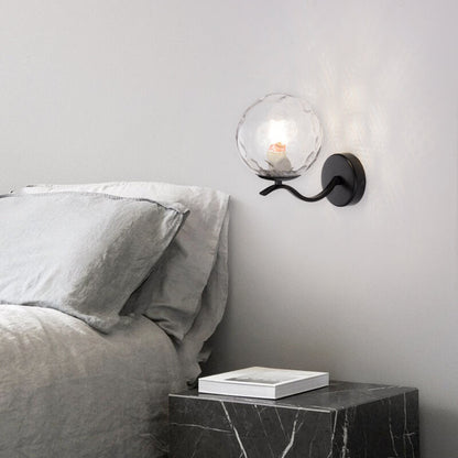 Iron Spherical Glass Lampshade 1-Light Wall Sconce Lamp