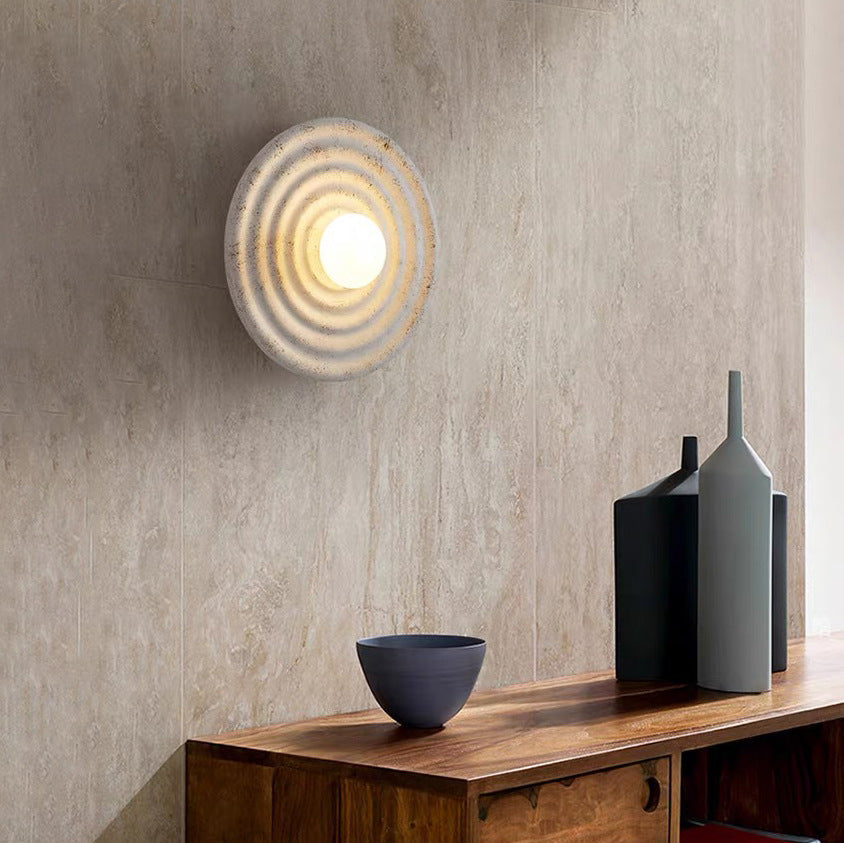 Round Ripple Resin Glass Iron 1-Light Wall Sconce Lamp