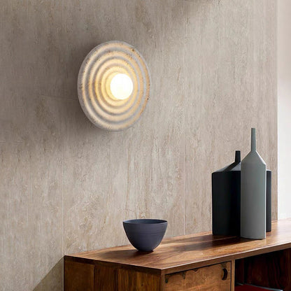 Round Ripple Resin Glass Iron 1-Light Wall Sconce Lamp