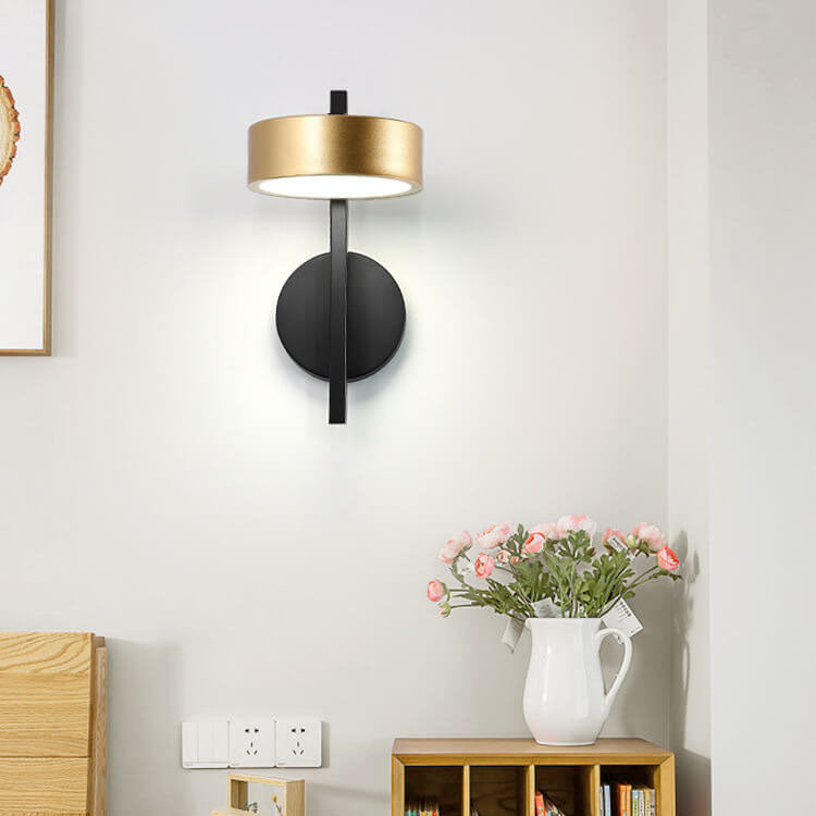 Light Black Gold Iron Round Head LED Wall Sconce Lamp