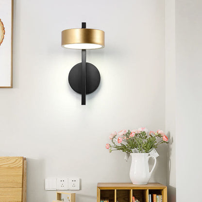 Light Black Gold Iron Round Head LED Wall Sconce Lamp