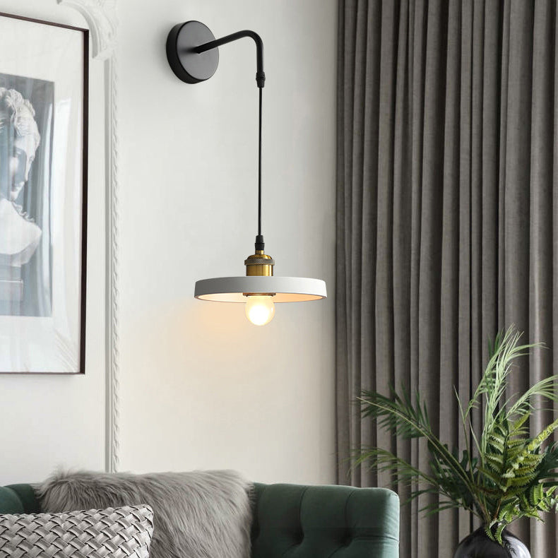 Scandinavian Disc Aluminum Iron 1-Light Wall Sconce Lamp