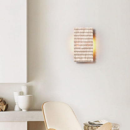 Grille Beige Travertine Rectangle 1-Light Wall Sconce Lamp